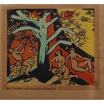 佩克斯坦因  捕猎 木刻 上色 29x32cm 1911 w